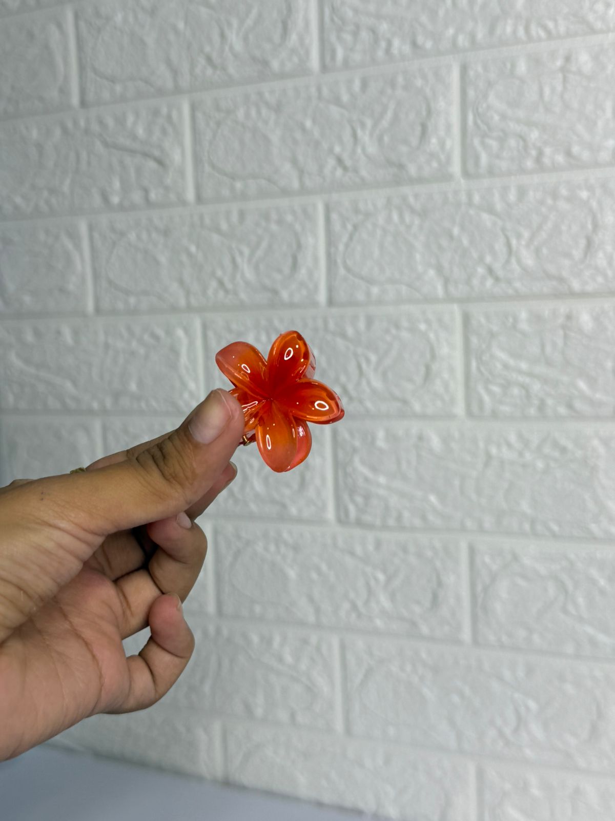 Mini Glossy Flower Claw Clip