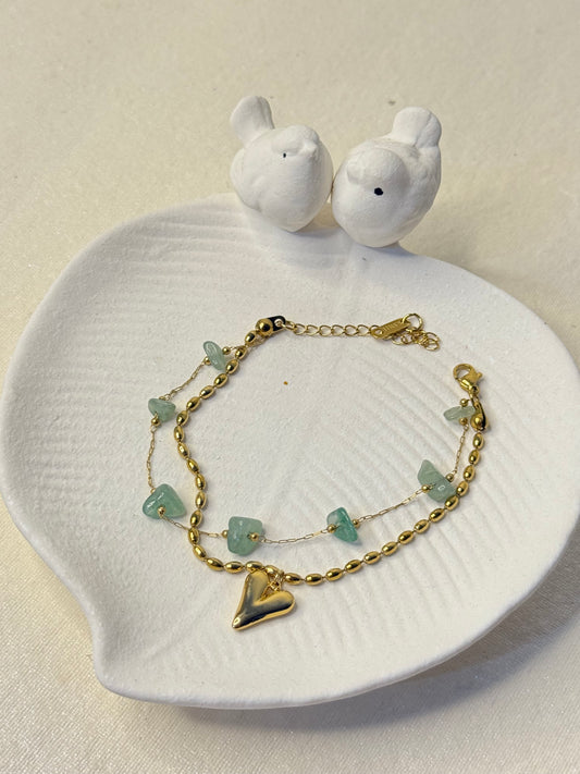 Golden Heart & Stone Bracelet
