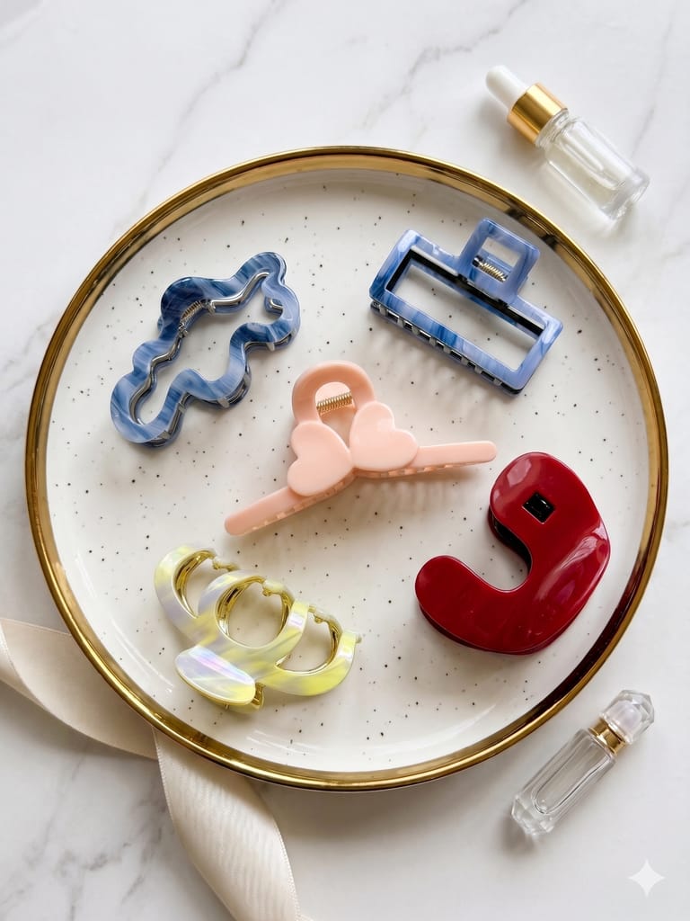 Mixed Shape Acrylic Hair Catchers Metallic