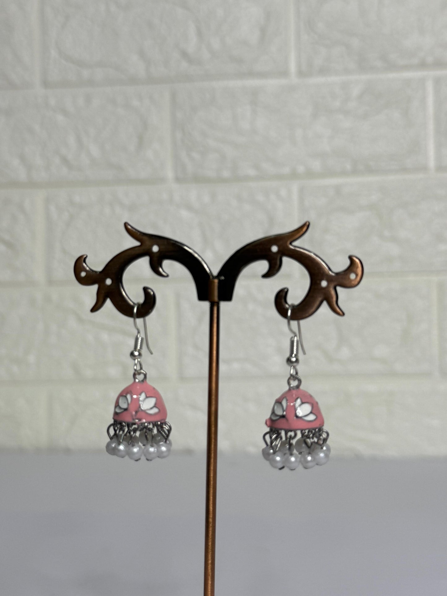 Meenakari Jhumka (Petal Pink)