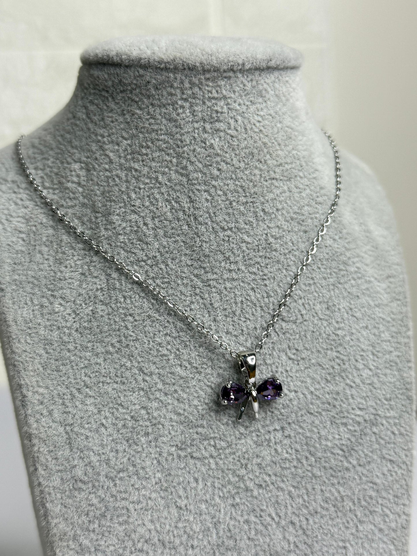 Purple Bow Necklace