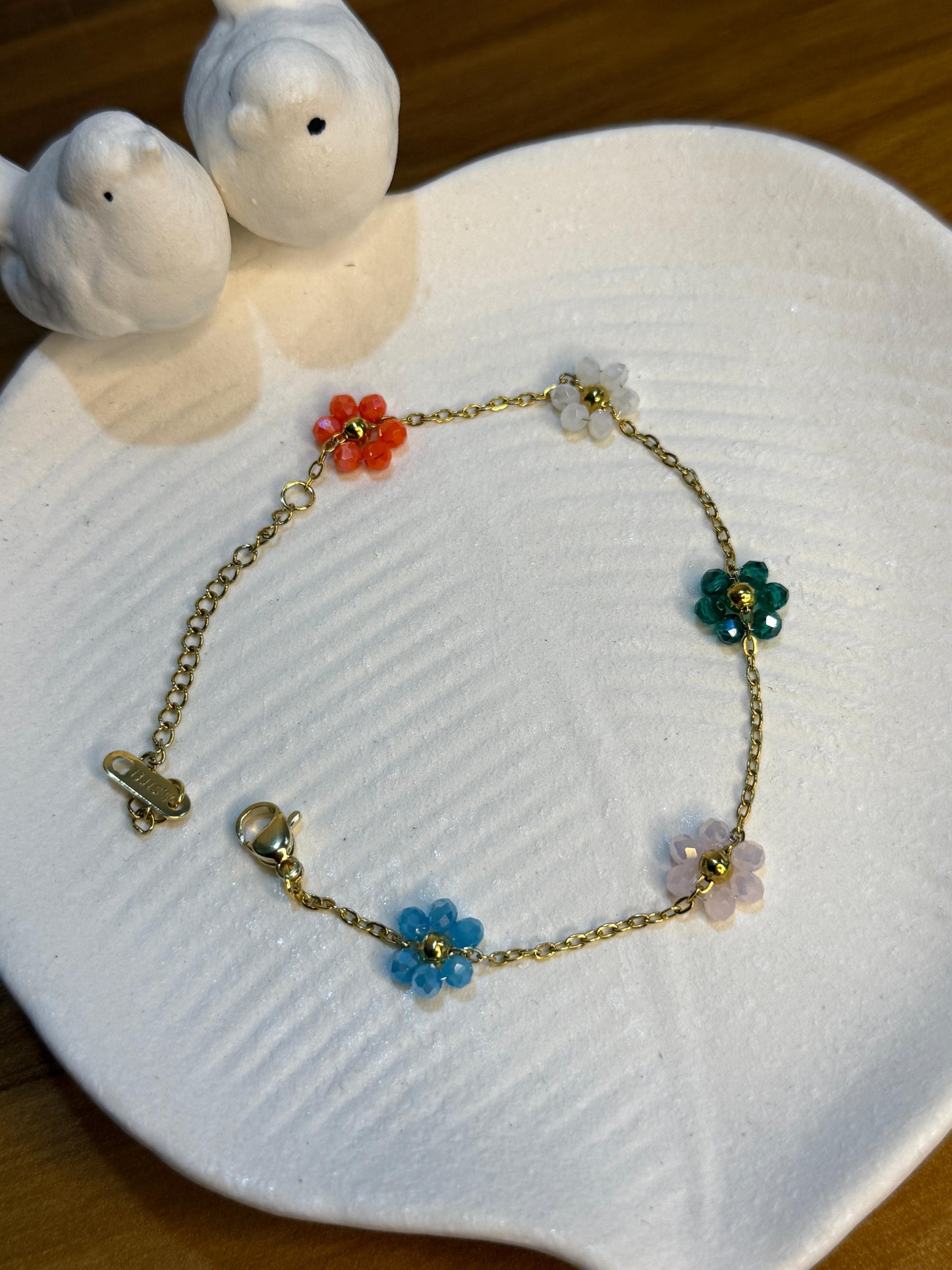 Pearl Flower Chain Bracelet (Multi-Colour)