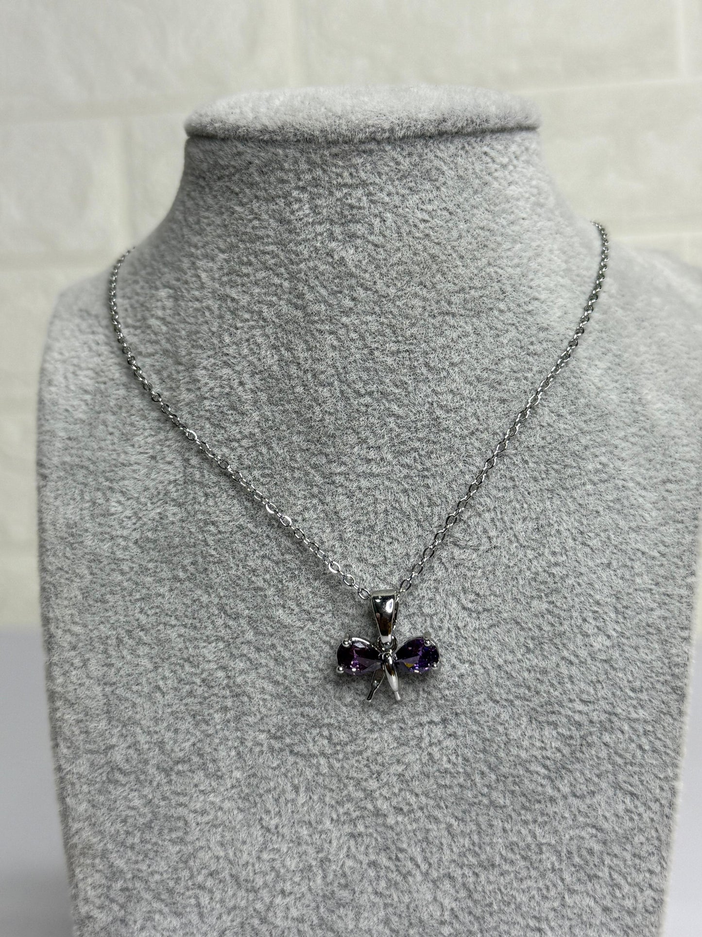 Purple Bow Necklace