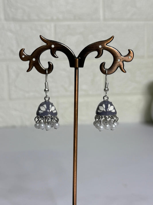 Meenakari Jhumka (Grey)