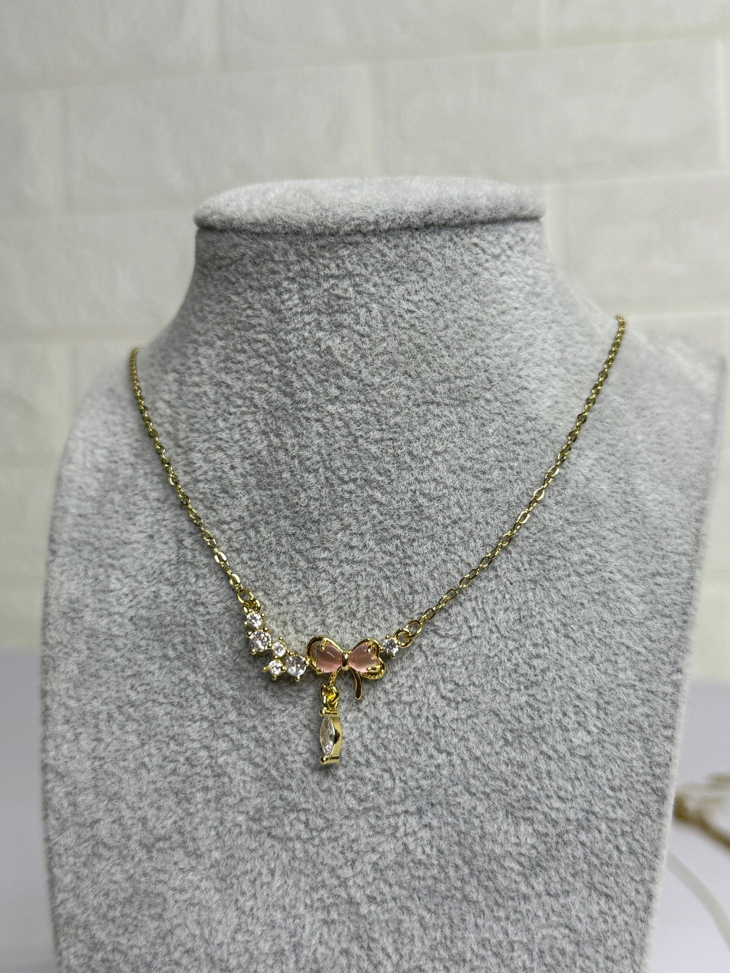 Pink Bow Necklace