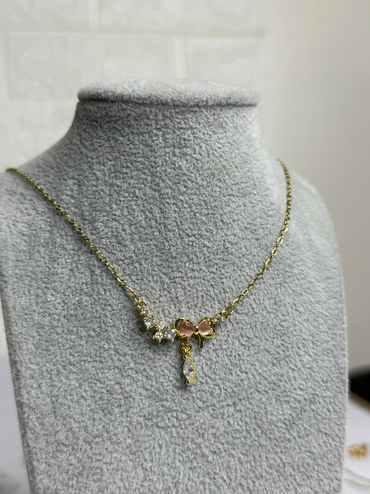 Pink Bow Necklace