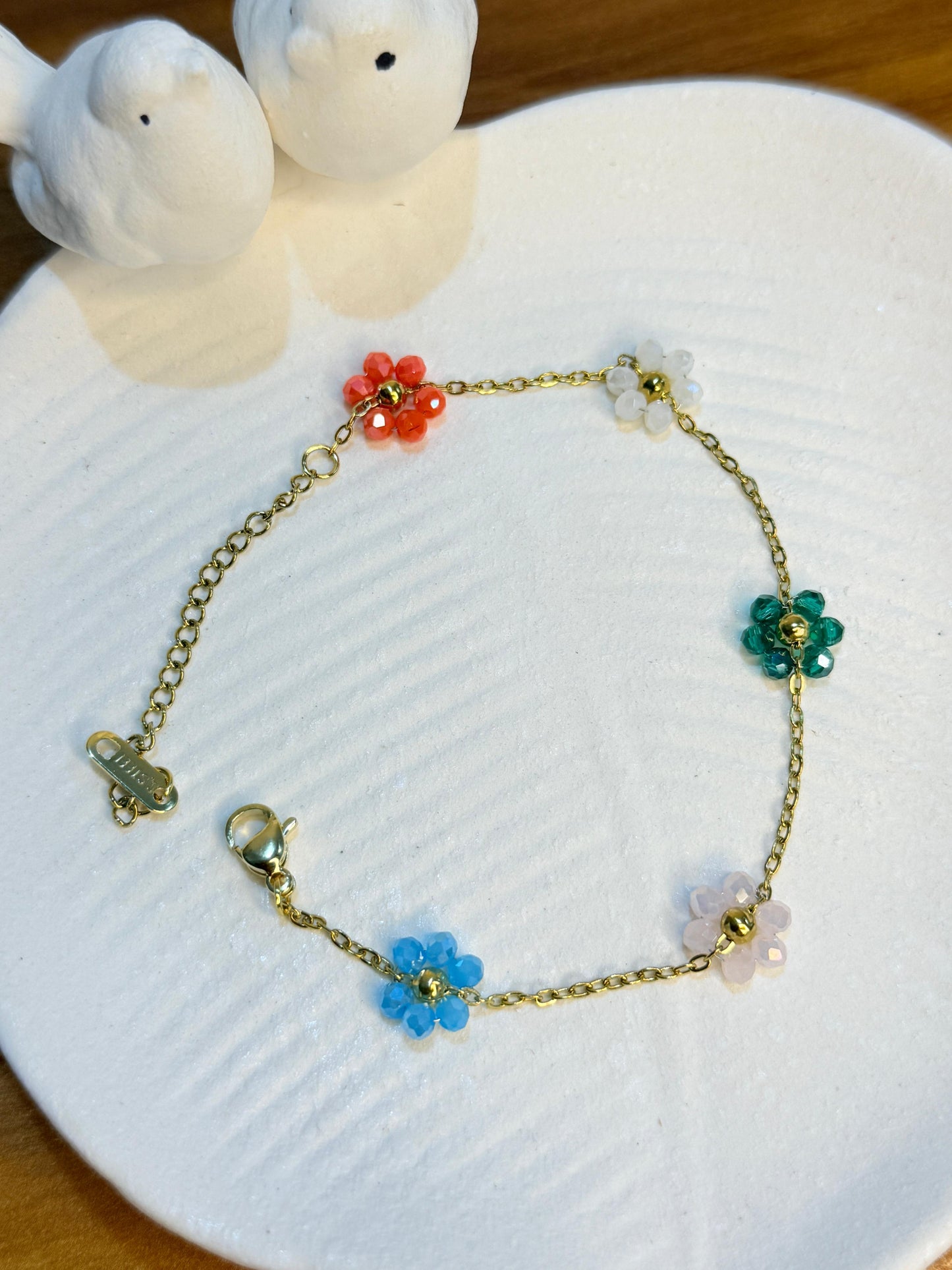 Pearl Flower Chain Bracelet (Multi-Colour)