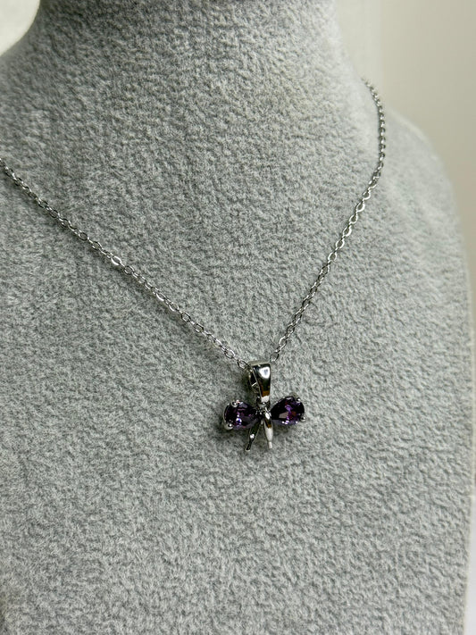 Purple Bow Necklace