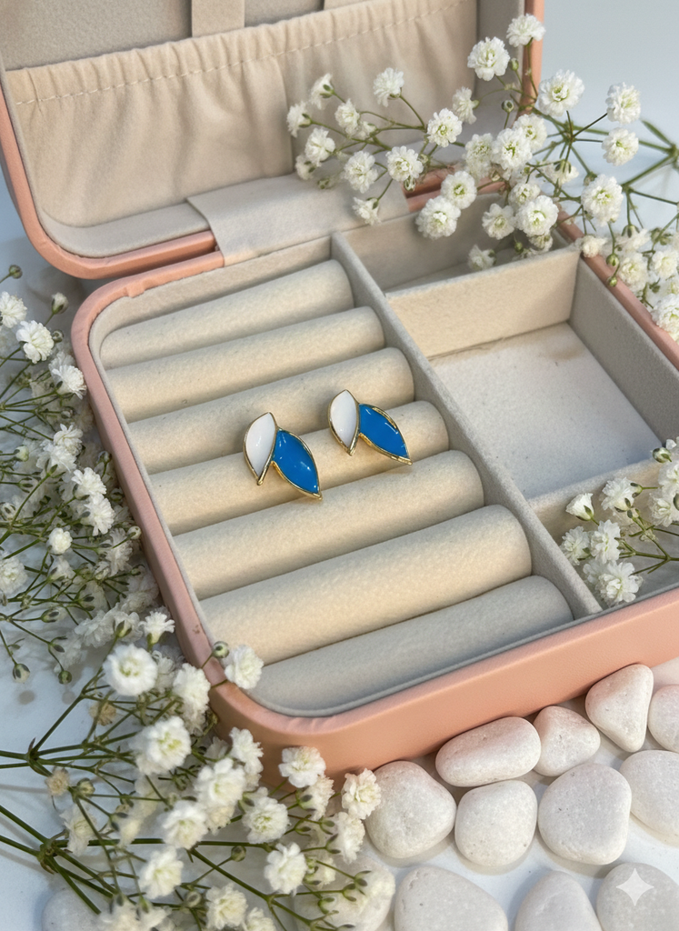 Dual leaf studs (blue)