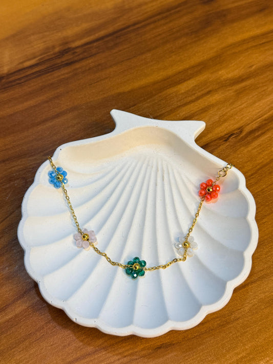 Pearl Flower Chain Bracelet (Multi-Colour)