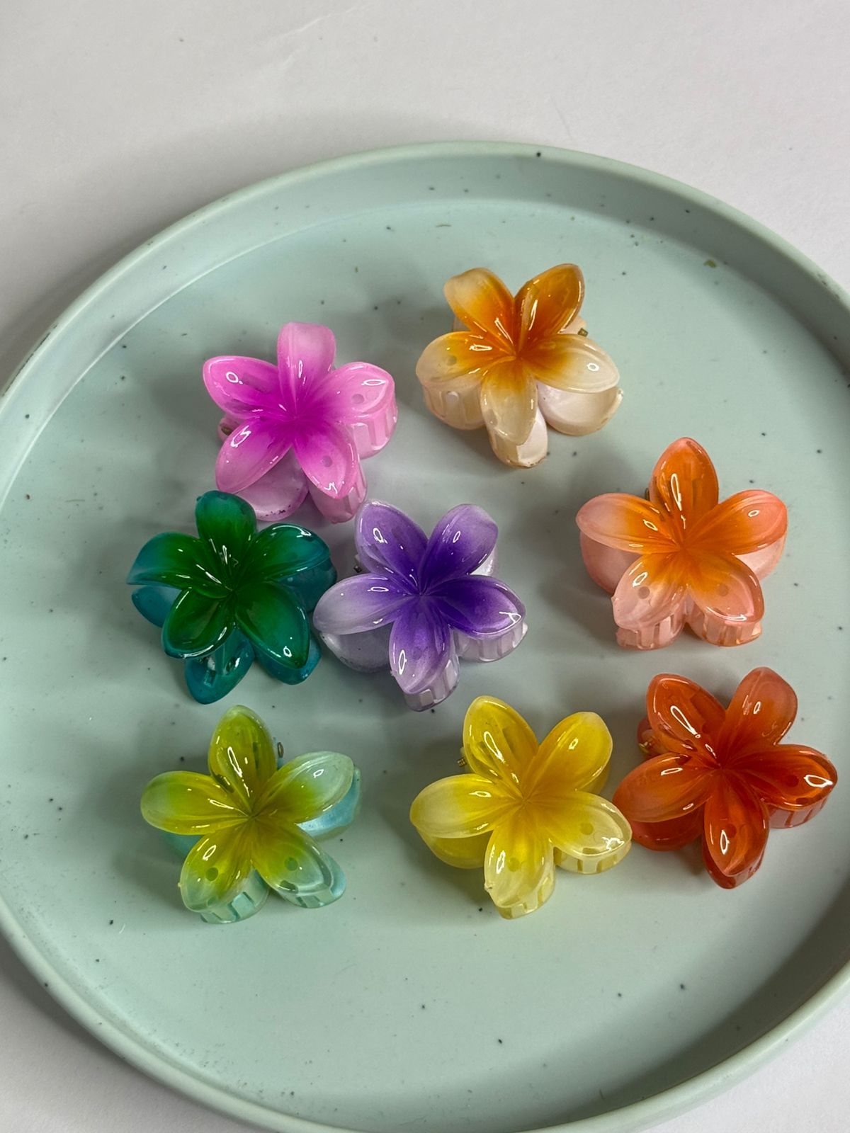 Mini Glossy Flower Claw Clip